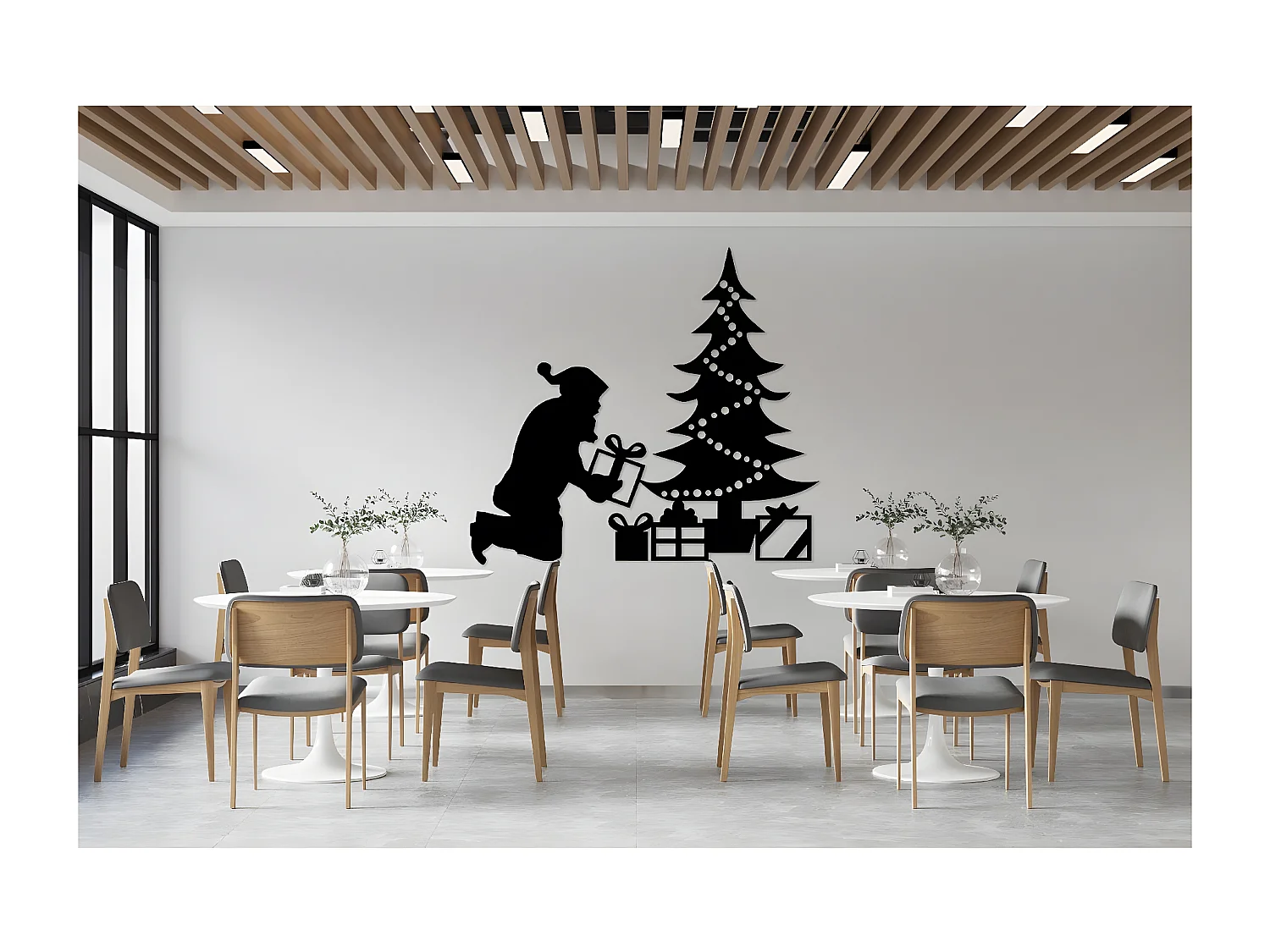 Decoração em Metal Pai Natal, Preto, 90x1,5x82 cm, EPIKASA