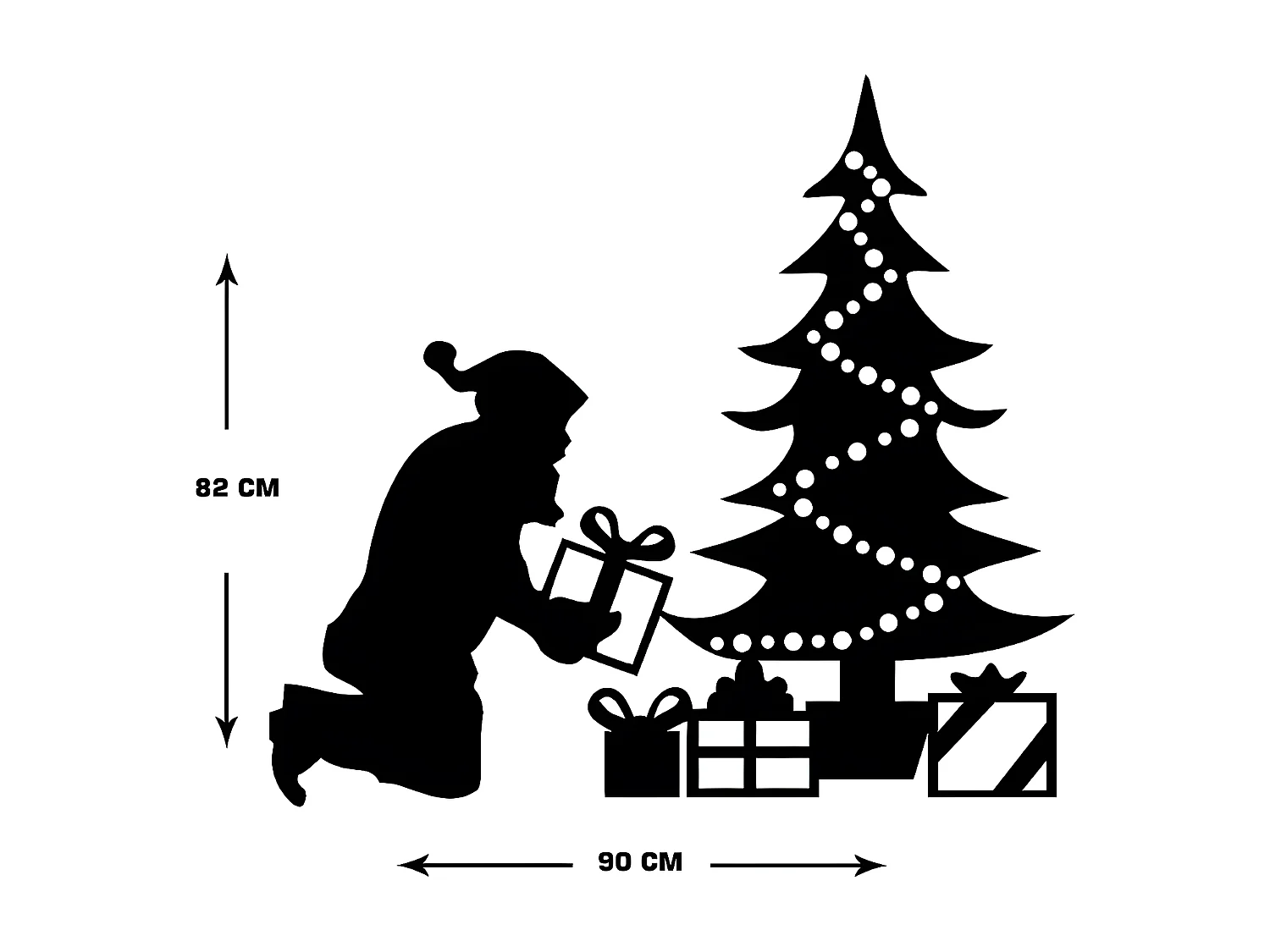 Decoração em Metal Pai Natal, Preto, 90x1,5x82 cm, EPIKASA