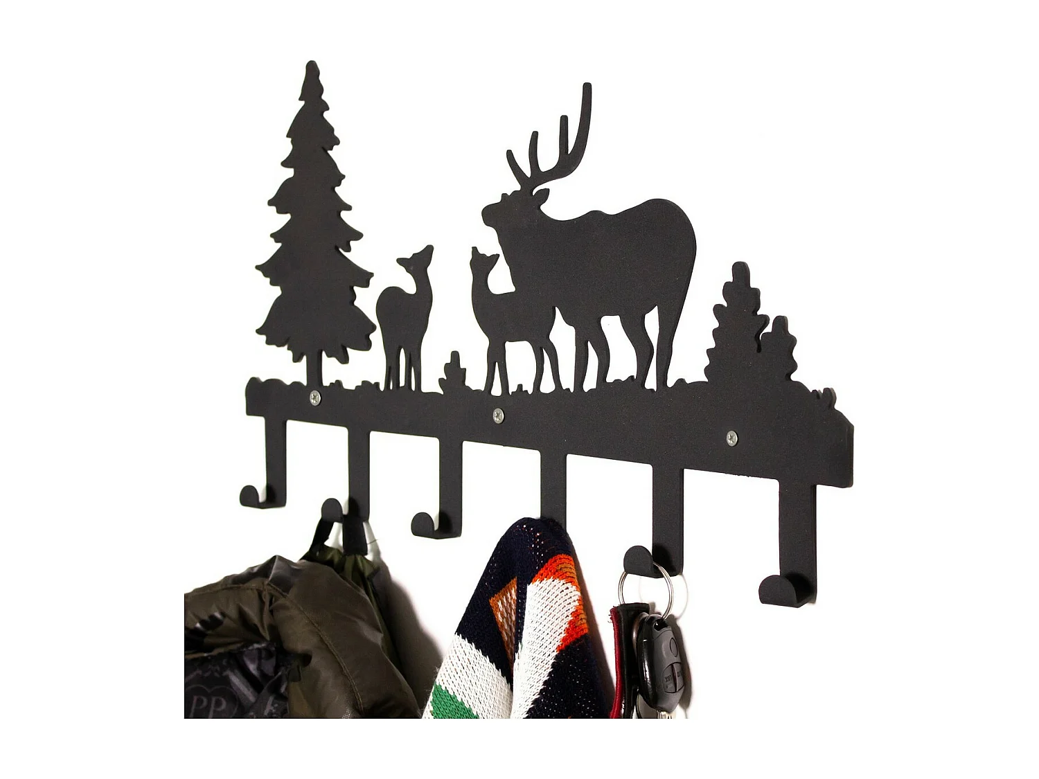 Appendiabiti da Parete Bosco, Nero, 42x2x28 cm, EPIKASA