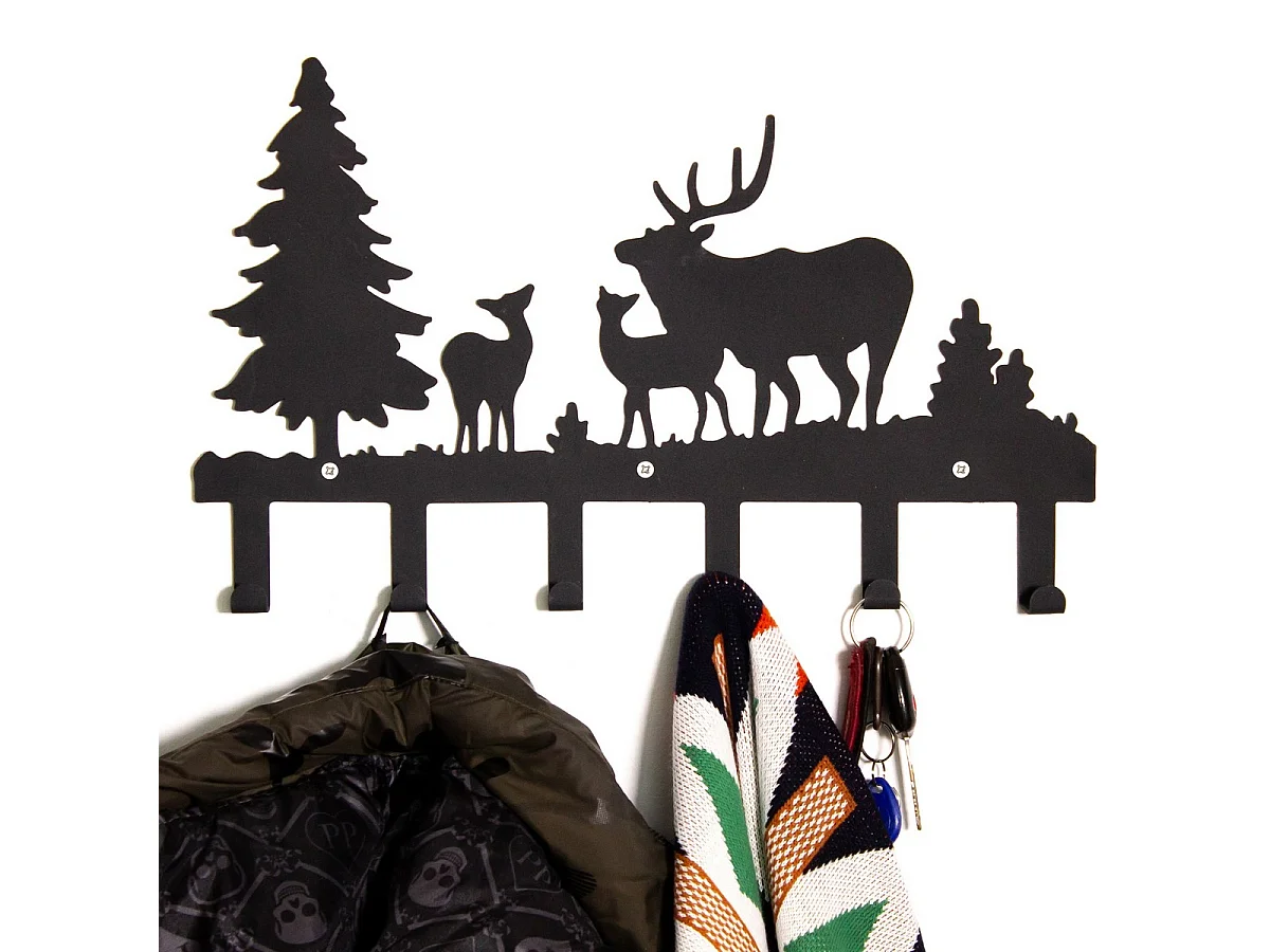 Appendiabiti da Parete Bosco, Nero, 42x2x28 cm, EPIKASA