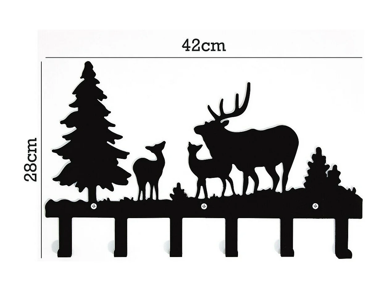 Appendiabiti da Parete Bosco, Nero, 42x2x28 cm, EPIKASA