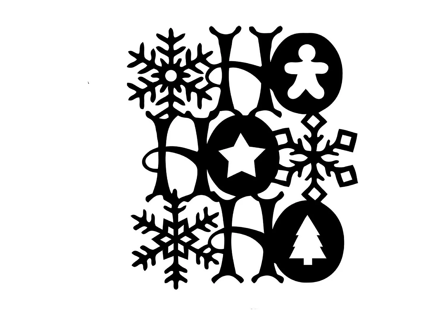 Decoración de Metal Ho Ho Ho 2, Negro, 62x1,5x70 cm, EPIKASA