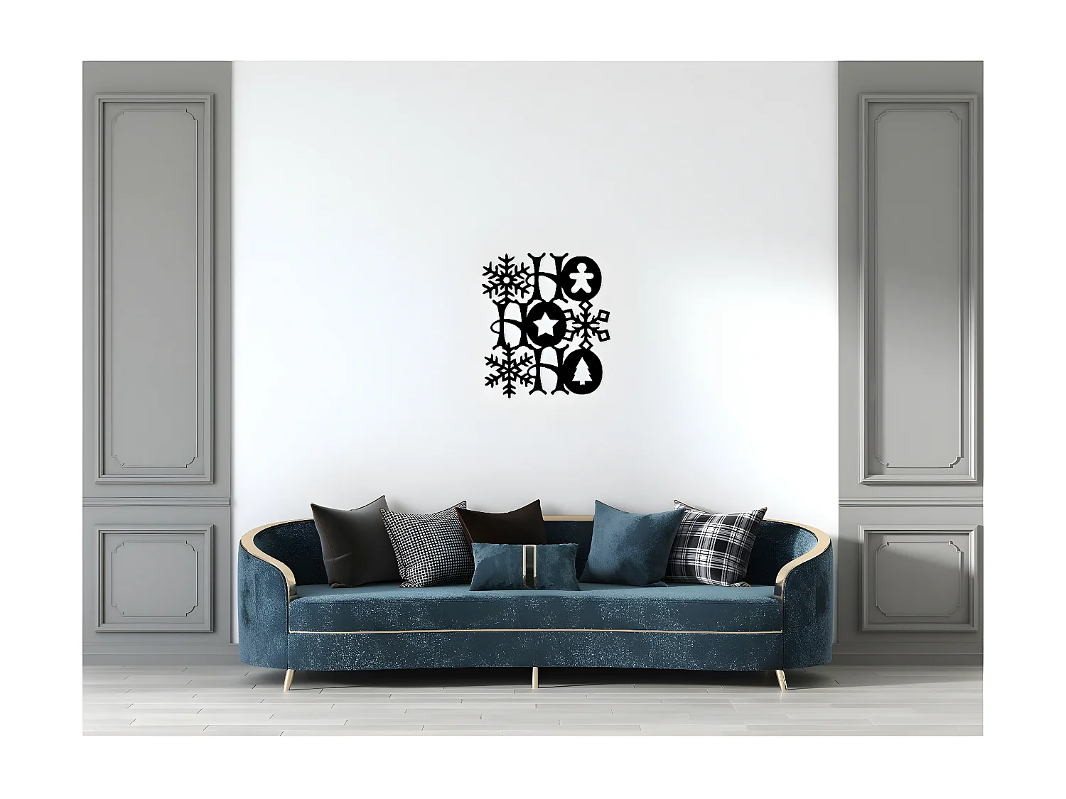 Decoración de Metal Ho Ho Ho 2, Negro, 62x1,5x70 cm, EPIKASA