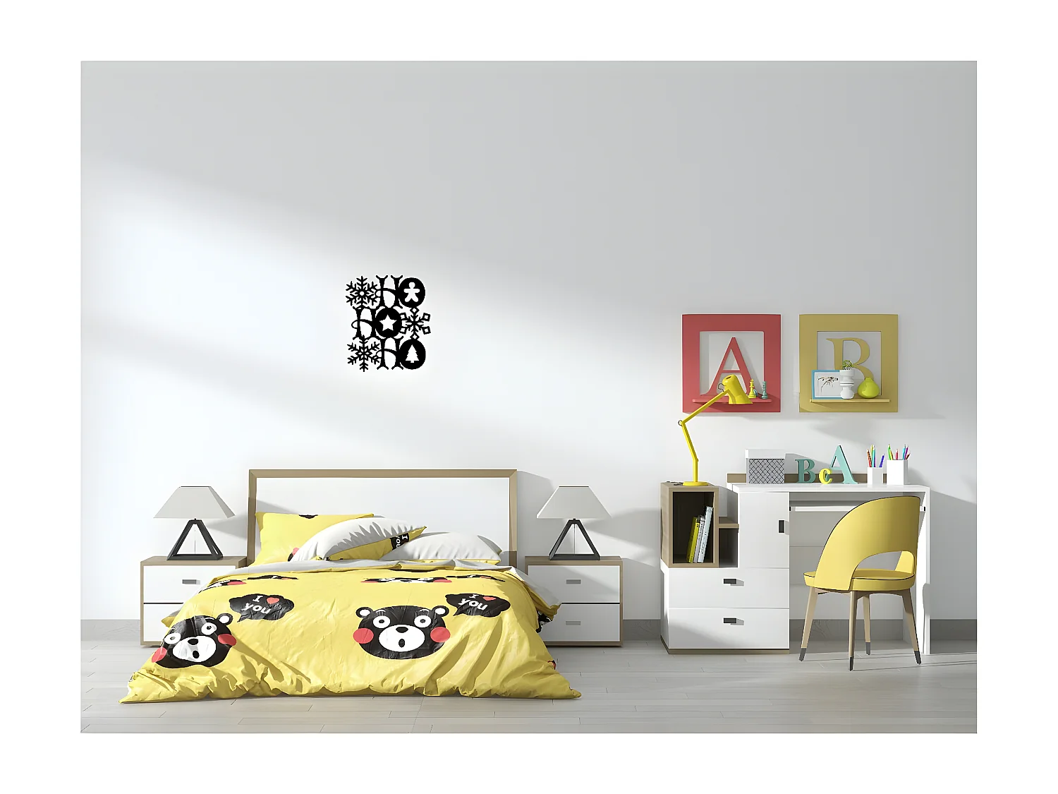 Decoración de Metal Ho Ho Ho 2, Negro, 62x1,5x70 cm, EPIKASA