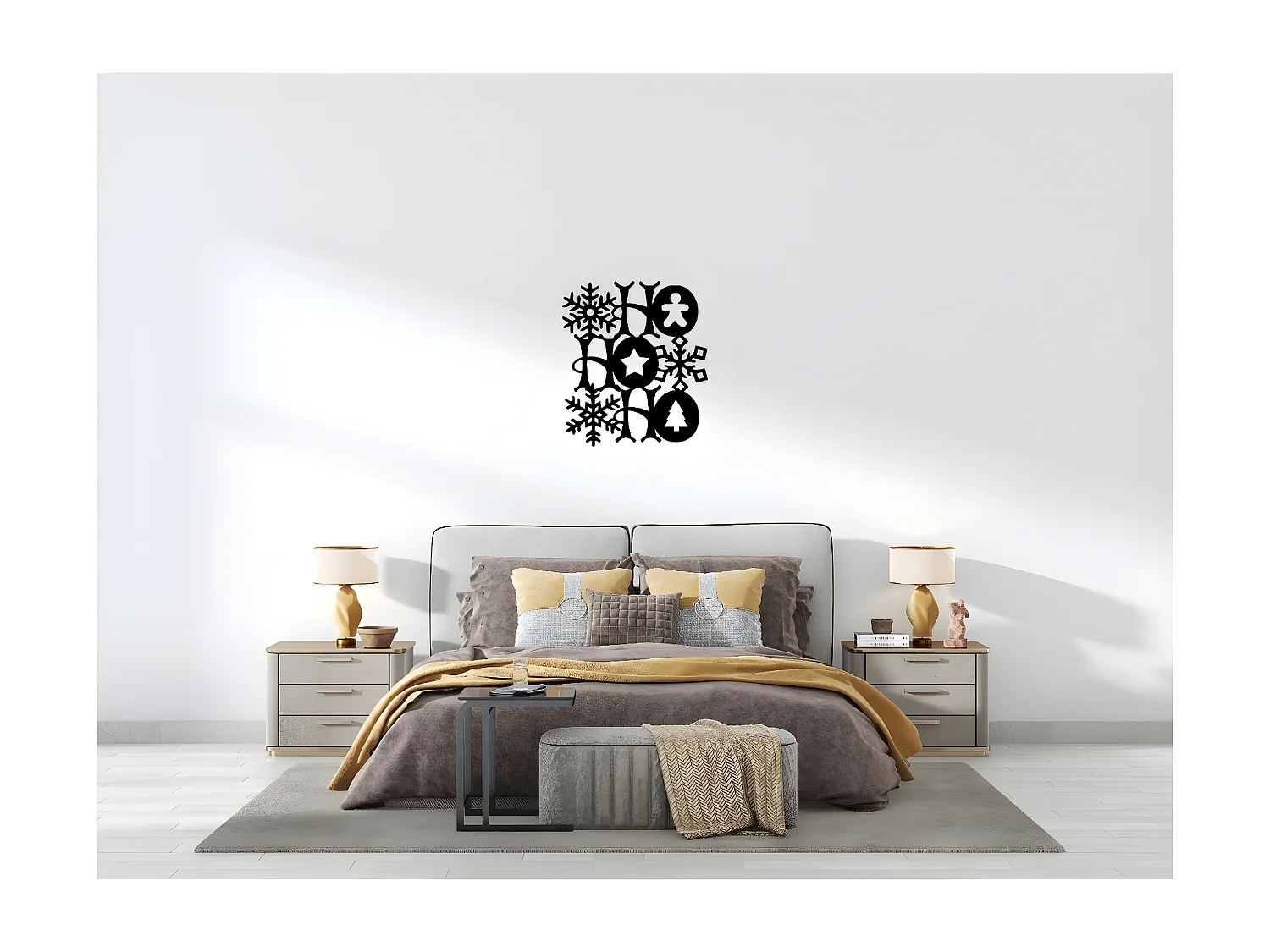 Decoración de Metal Ho Ho Ho 2, Negro, 62x1,5x70 cm, EPIKASA