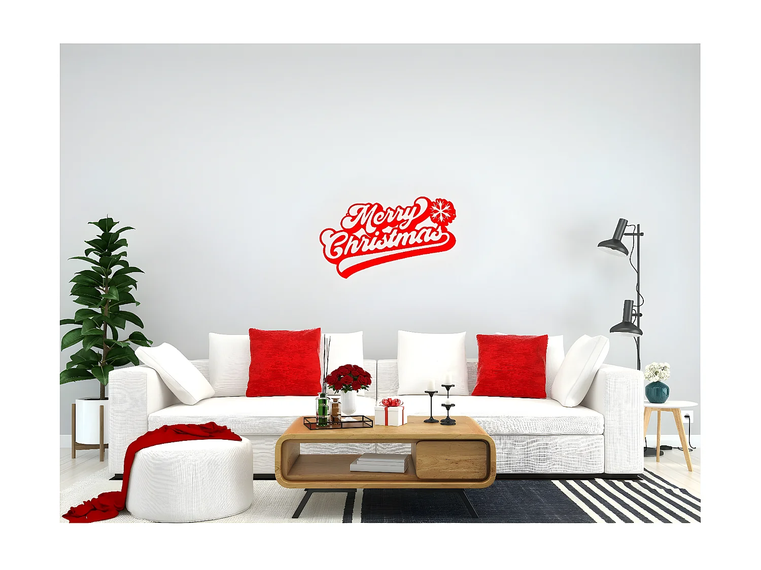 Décoration en Métal Joyeux Noël 8, Rouge, 50x1,5x30 cm, EPIKASA