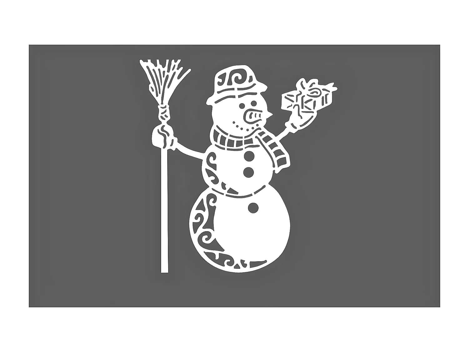 Decoração em Metal Boneco de Neve 1, Branco, 55x1,5x60 cm, EPIKASA