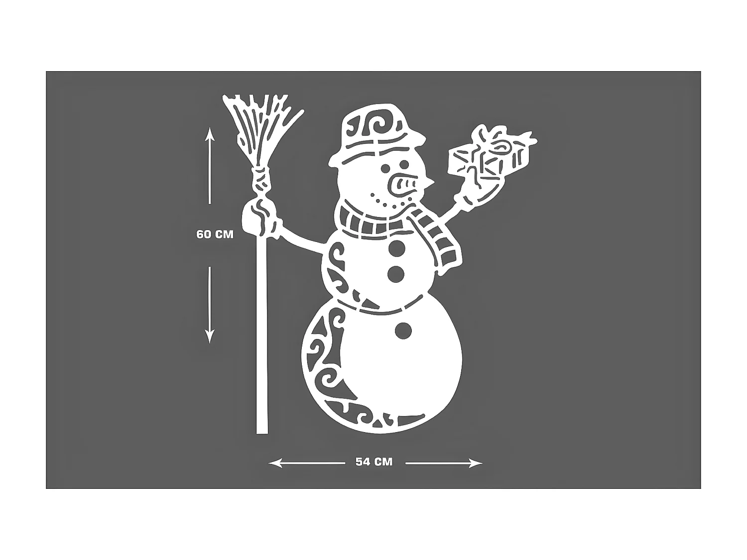 Decoração em Metal Boneco de Neve 1, Branco, 55x1,5x60 cm, EPIKASA