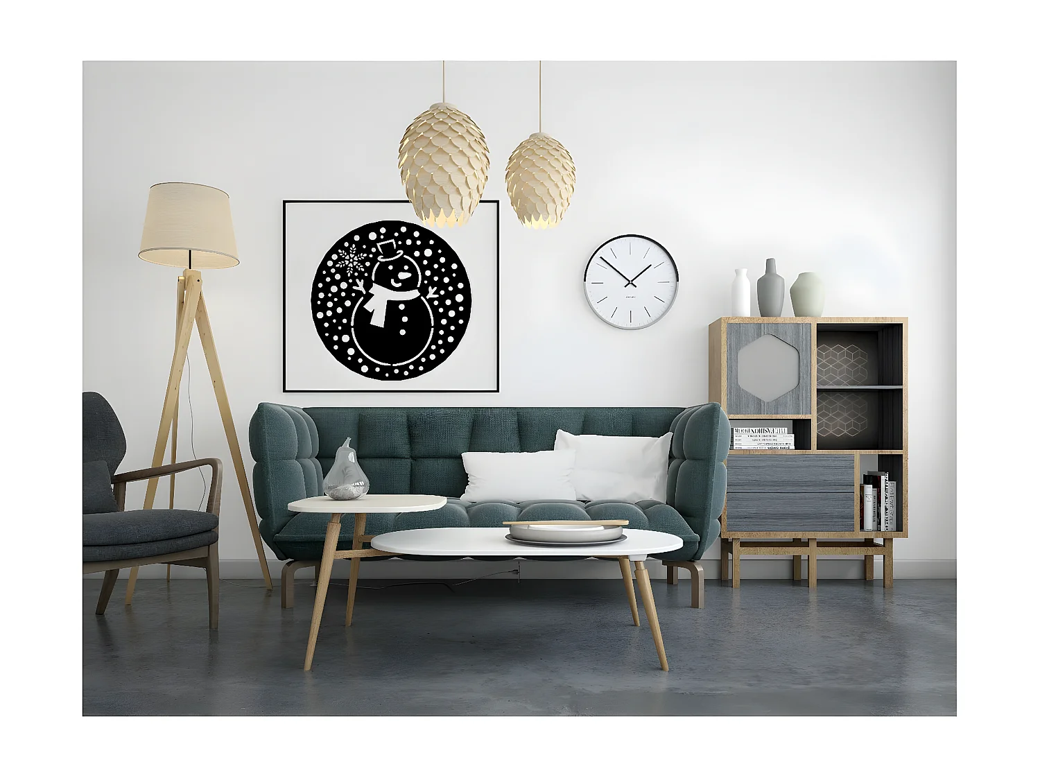 Décoration en Métal Bonhomme de Neige 2, Noir, 50x1,5x50 cm, EPIKASA