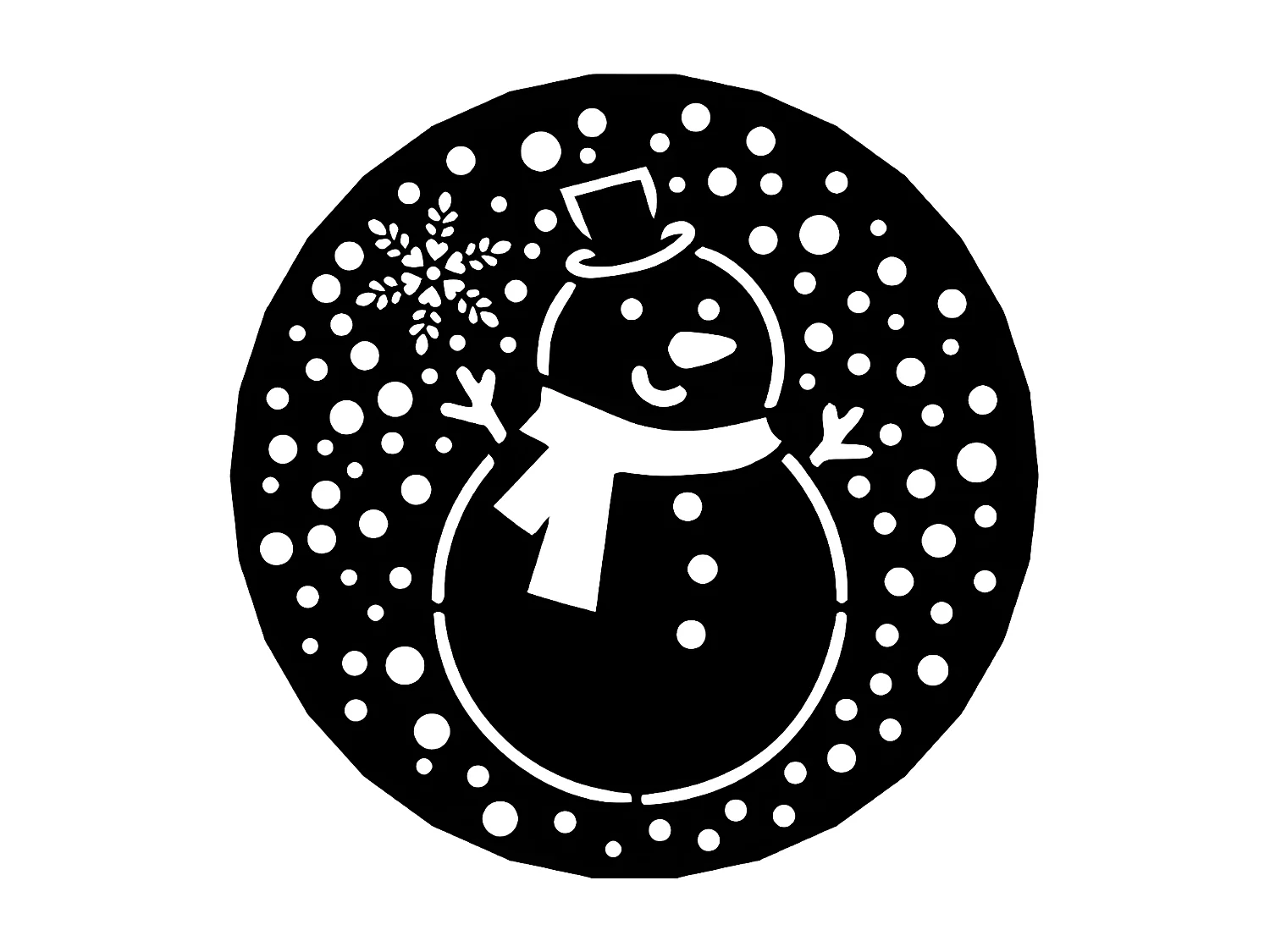 Décoration en Métal Bonhomme de Neige 2, Noir, 50x1,5x50 cm, EPIKASA