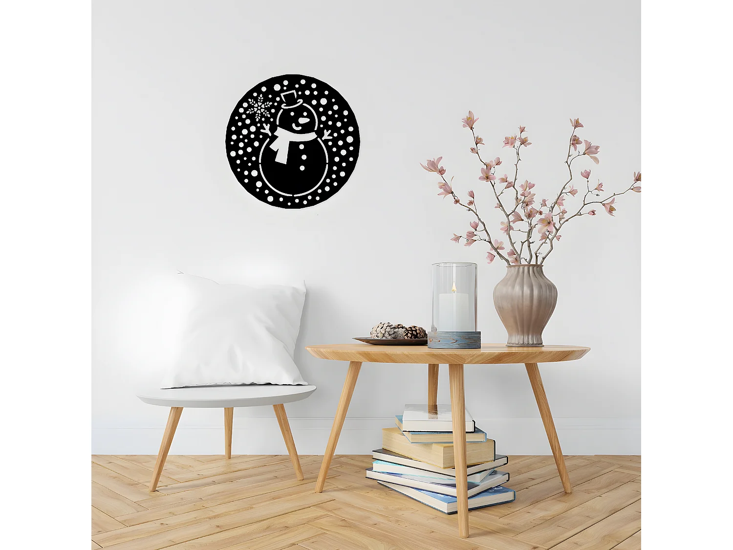 Décoration en Métal Bonhomme de Neige 2, Noir, 50x1,5x50 cm, EPIKASA