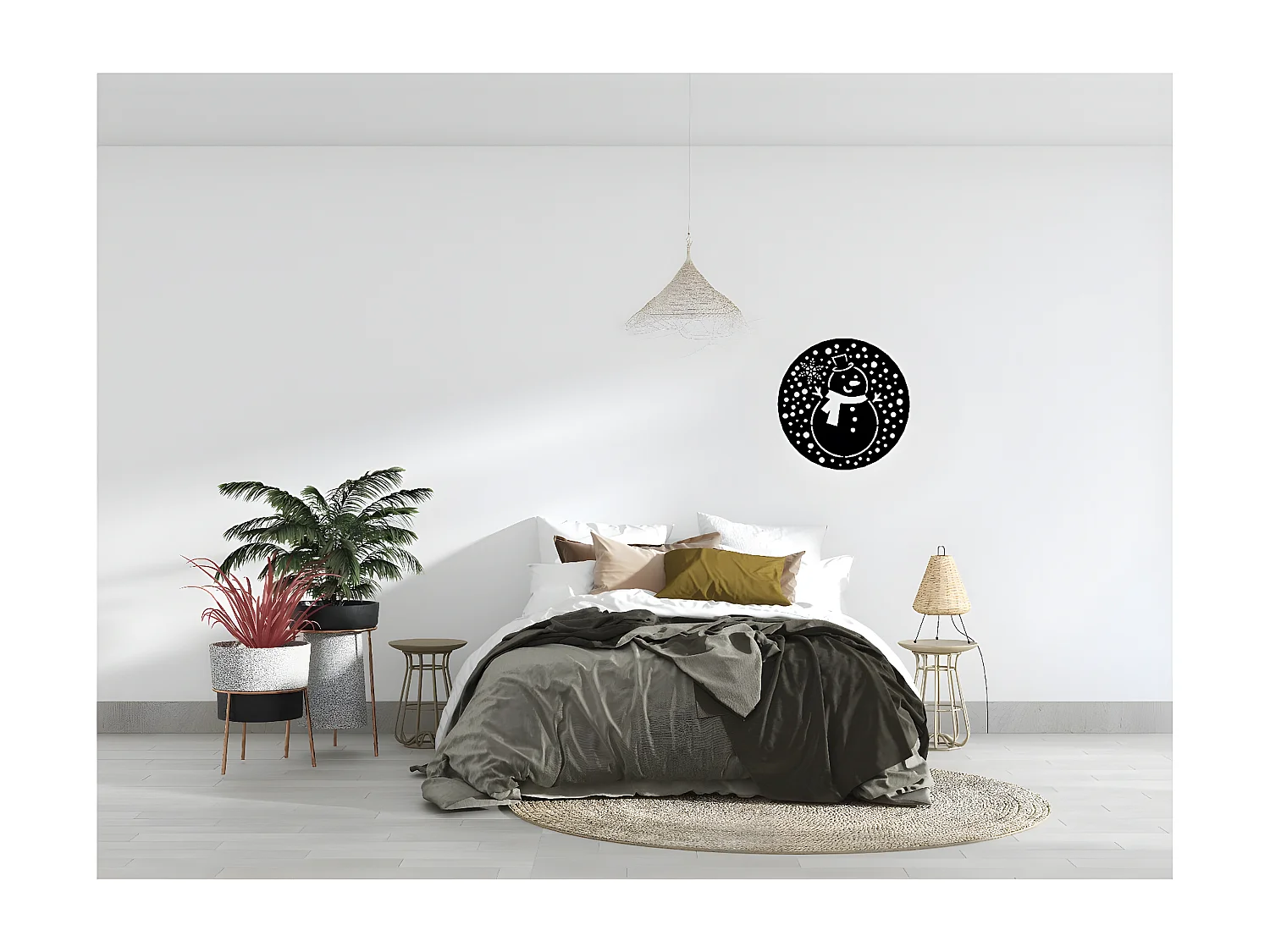 Décoration en Métal Bonhomme de Neige 2, Noir, 50x1,5x50 cm, EPIKASA