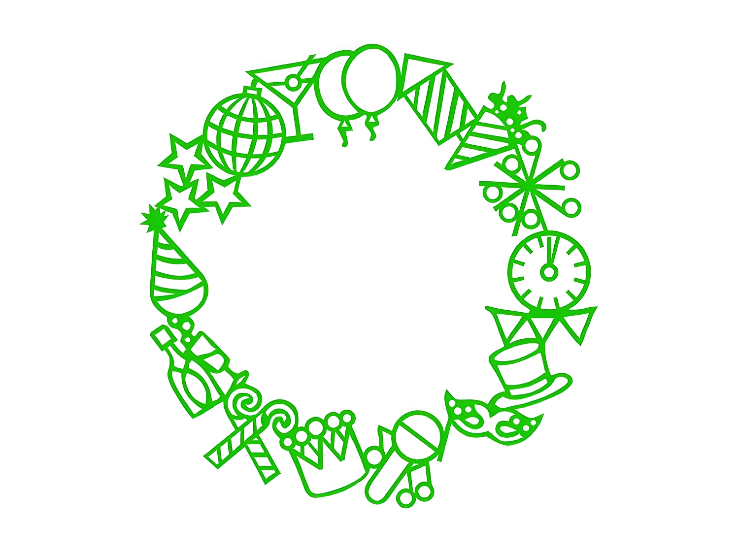 Decoração em Metal Guirlanda 1, Verde, 69x1,5x70 cm, EPIKASA