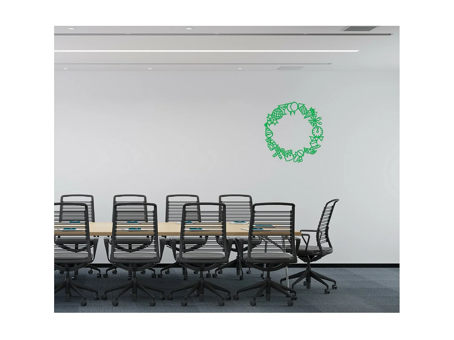 Decoração em Metal Guirlanda 1, Verde, 69x1,5x70 cm, EPIKASA