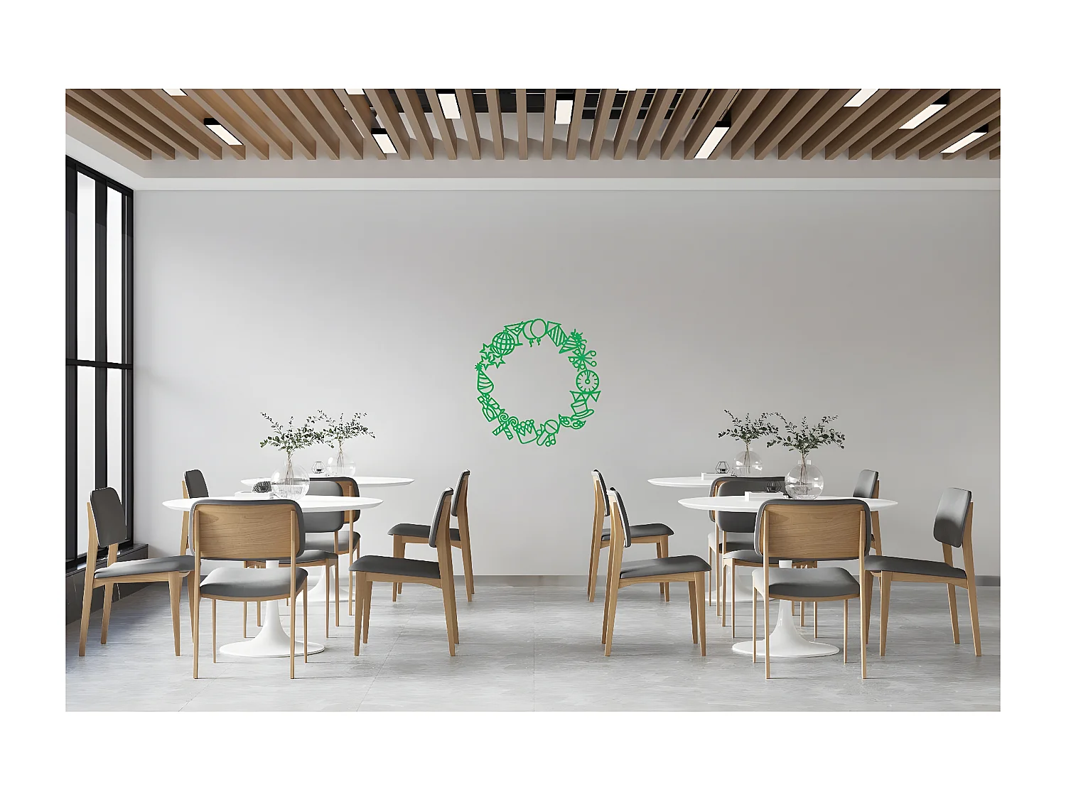 Decoração em Metal Guirlanda 1, Verde, 69x1,5x70 cm, EPIKASA