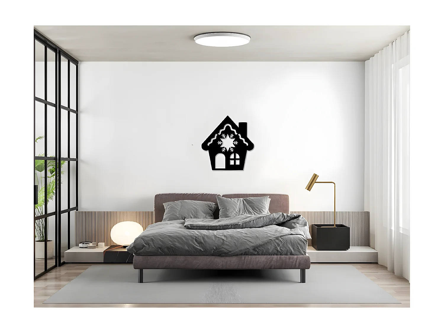 Dekoracja Metalowa Piernik 1, Czarny, 38x1,5x40 cm, EPIKASA