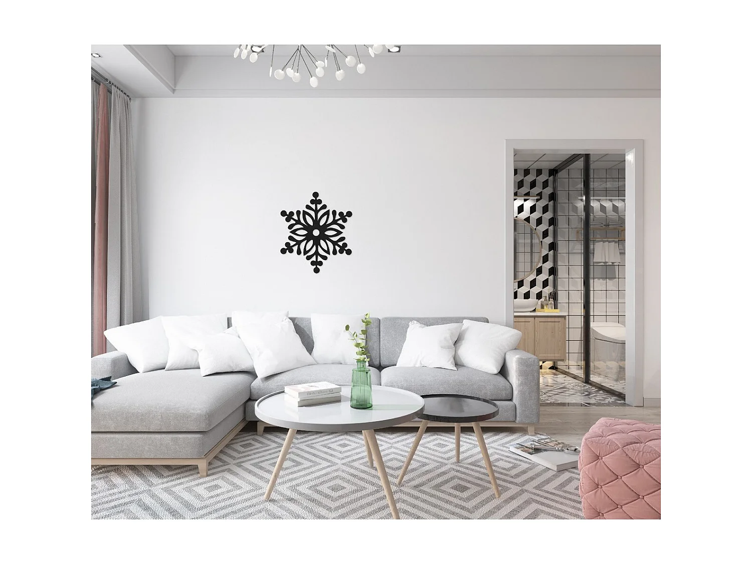 Décoration en Métal Flocon de Neige 2, Noir, 50x1,5x57 cm, EPIKASA