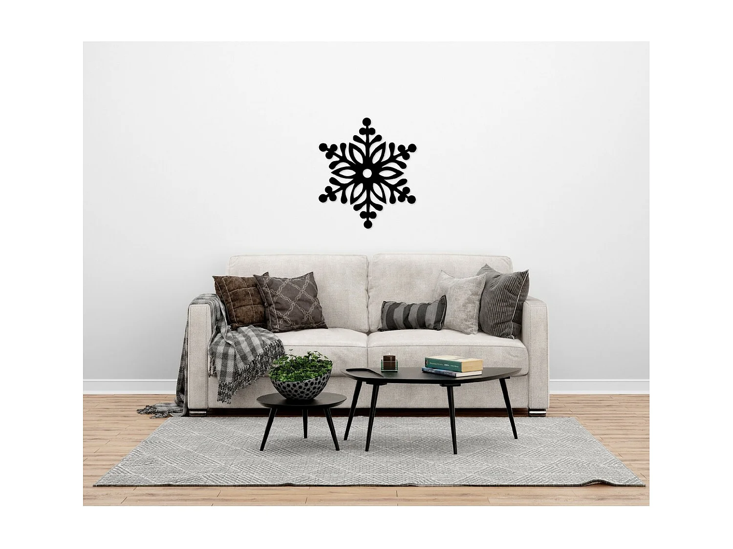 Décoration en Métal Flocon de Neige 2, Noir, 50x1,5x57 cm, EPIKASA