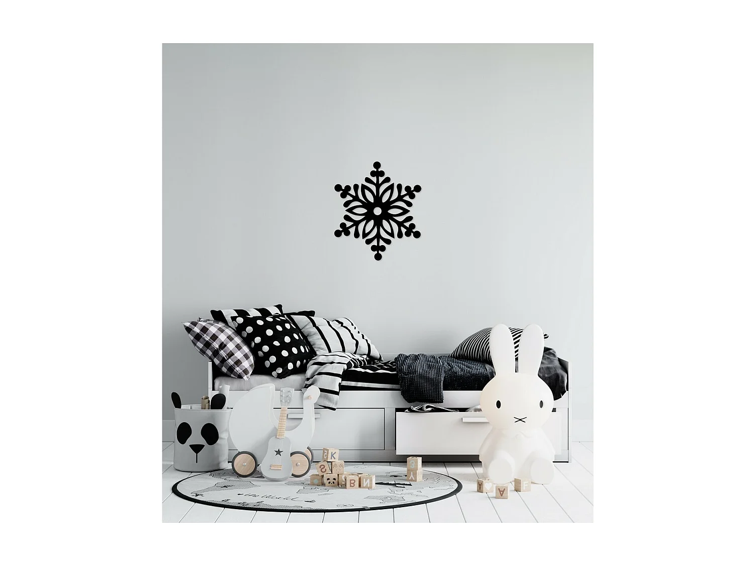 Décoration en Métal Flocon de Neige 2, Noir, 50x1,5x57 cm, EPIKASA