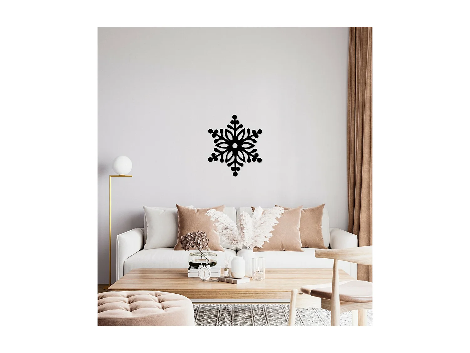 Décoration en Métal Flocon de Neige 2, Noir, 50x1,5x57 cm, EPIKASA