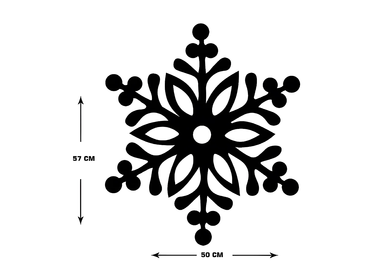 Décoration en Métal Flocon de Neige 2, Noir, 50x1,5x57 cm, EPIKASA