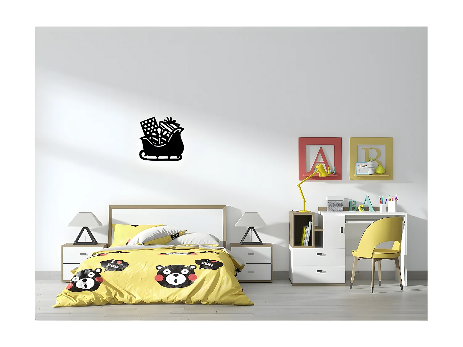 Décoration en Métal Traîneau 10, Noir, 61x1,5x60 cm, EPIKASA