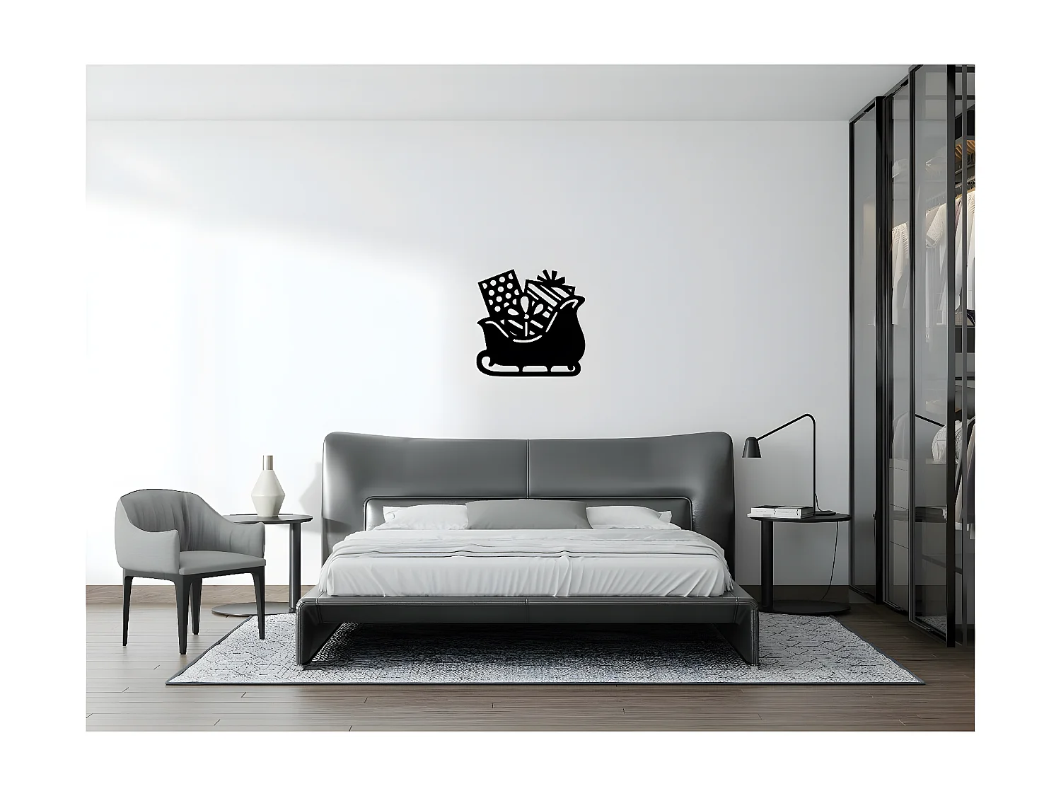 Décoration en Métal Traîneau 10, Noir, 61x1,5x60 cm, EPIKASA