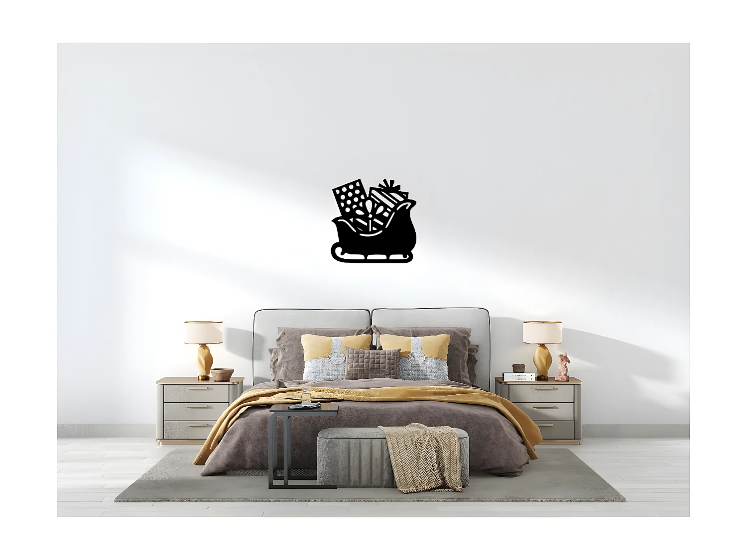 Décoration en Métal Traîneau 10, Noir, 61x1,5x60 cm, EPIKASA