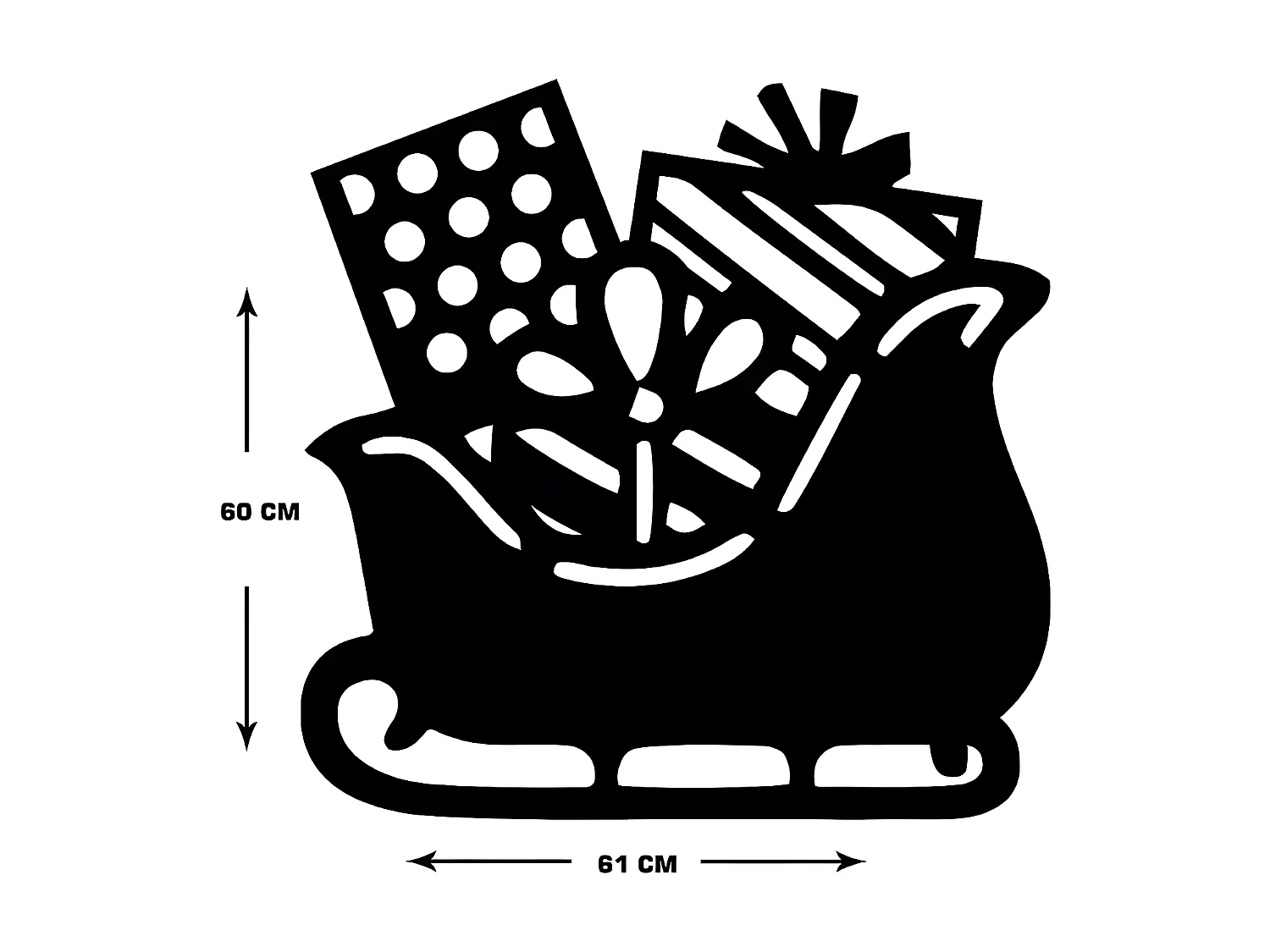 Décoration en Métal Traîneau 10, Noir, 61x1,5x60 cm, EPIKASA