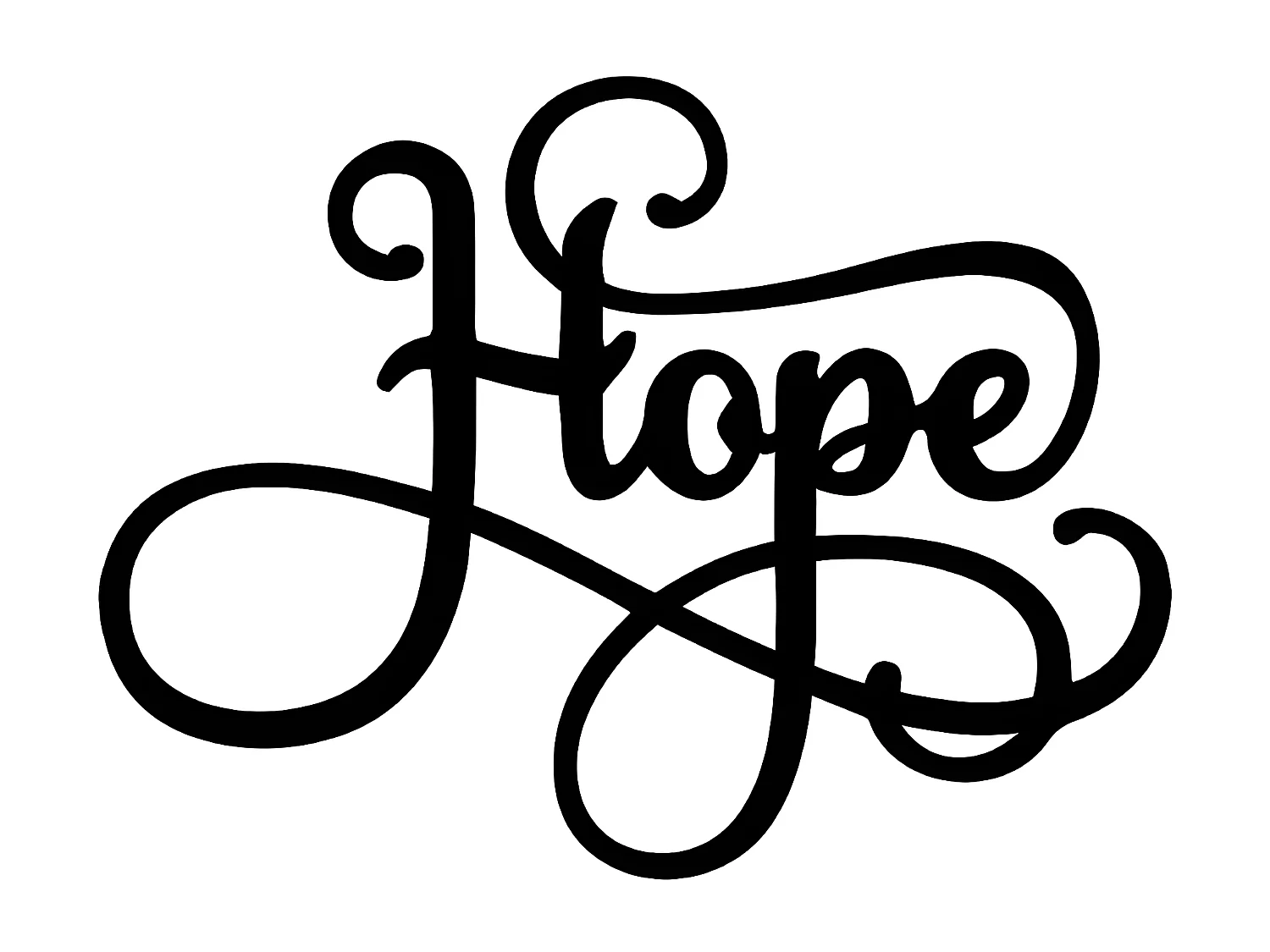 Décoration en Métal Hope, Noir, 50x1,5x38 cm, EPIKASA