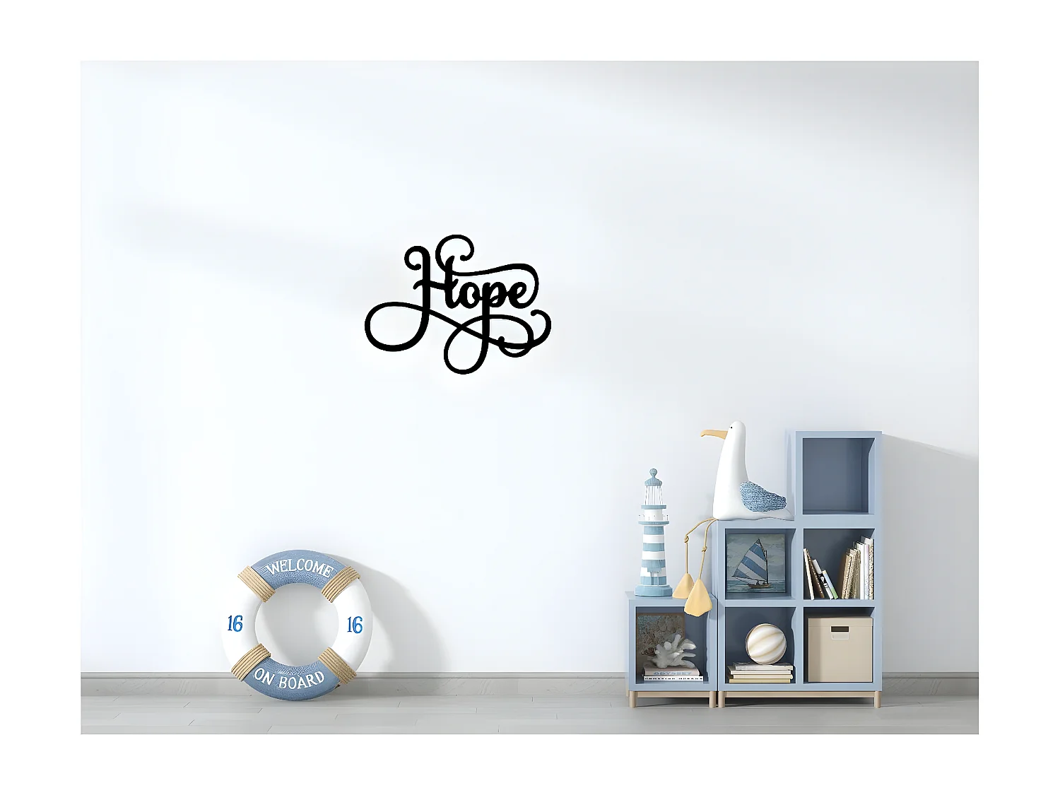 Décoration en Métal Hope, Noir, 50x1,5x38 cm, EPIKASA