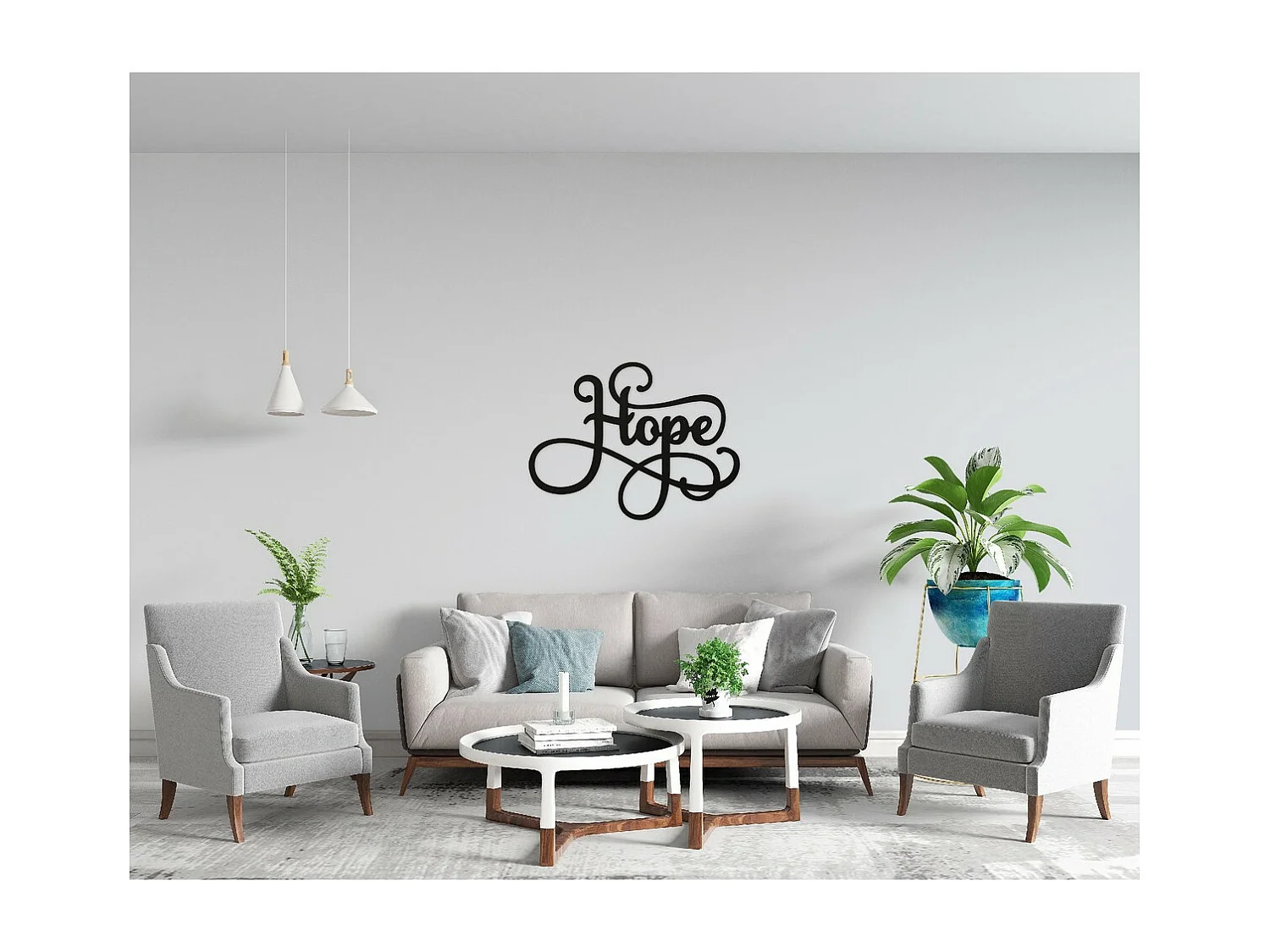 Décoration en Métal Hope, Noir, 50x1,5x38 cm, EPIKASA