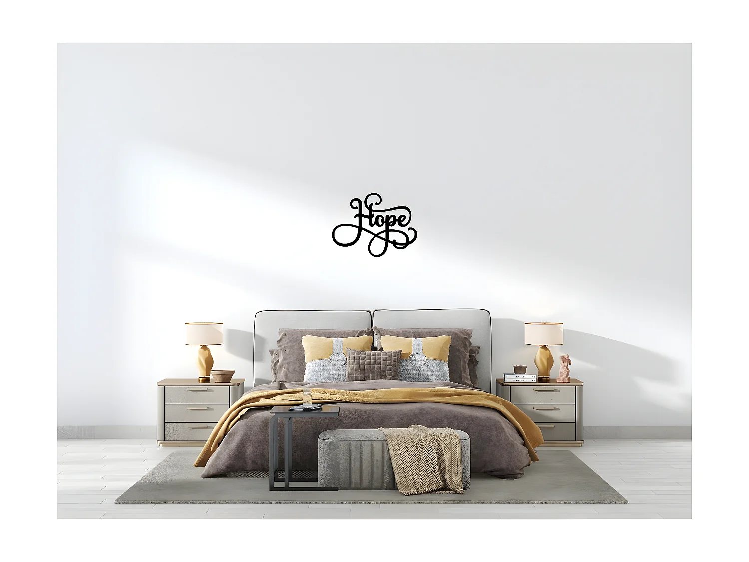 Décoration en Métal Hope, Noir, 50x1,5x38 cm, EPIKASA