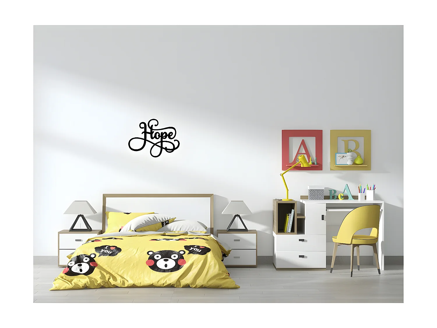 Décoration en Métal Hope, Noir, 50x1,5x38 cm, EPIKASA