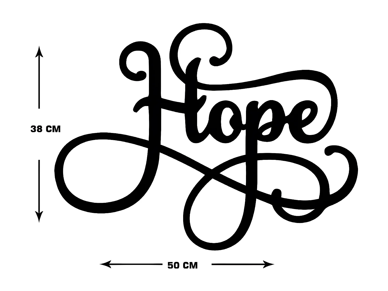 Décoration en Métal Hope, Noir, 50x1,5x38 cm, EPIKASA