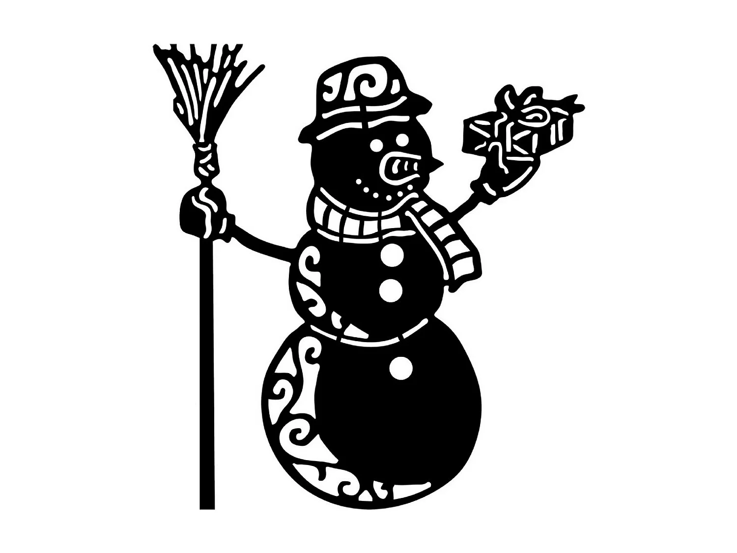 Decoração em Metal Boneco de Neve, Preto, 55x1,5x60 cm, EPIKASA