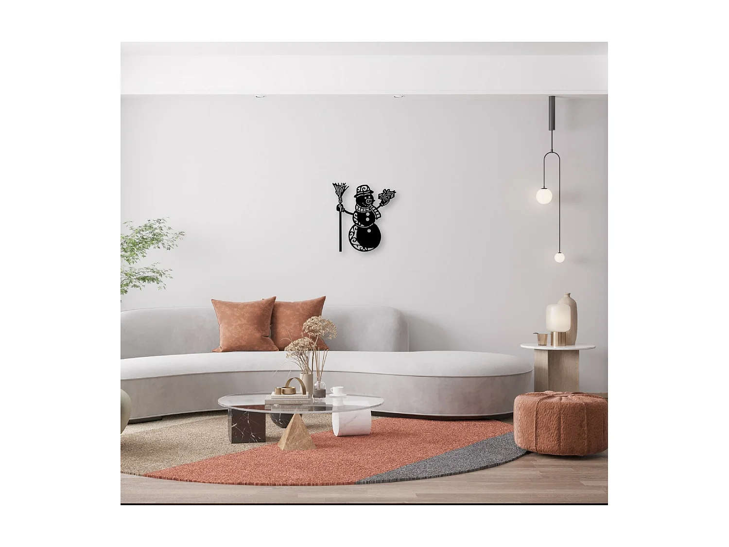 Decoração em Metal Boneco de Neve, Preto, 55x1,5x60 cm, EPIKASA