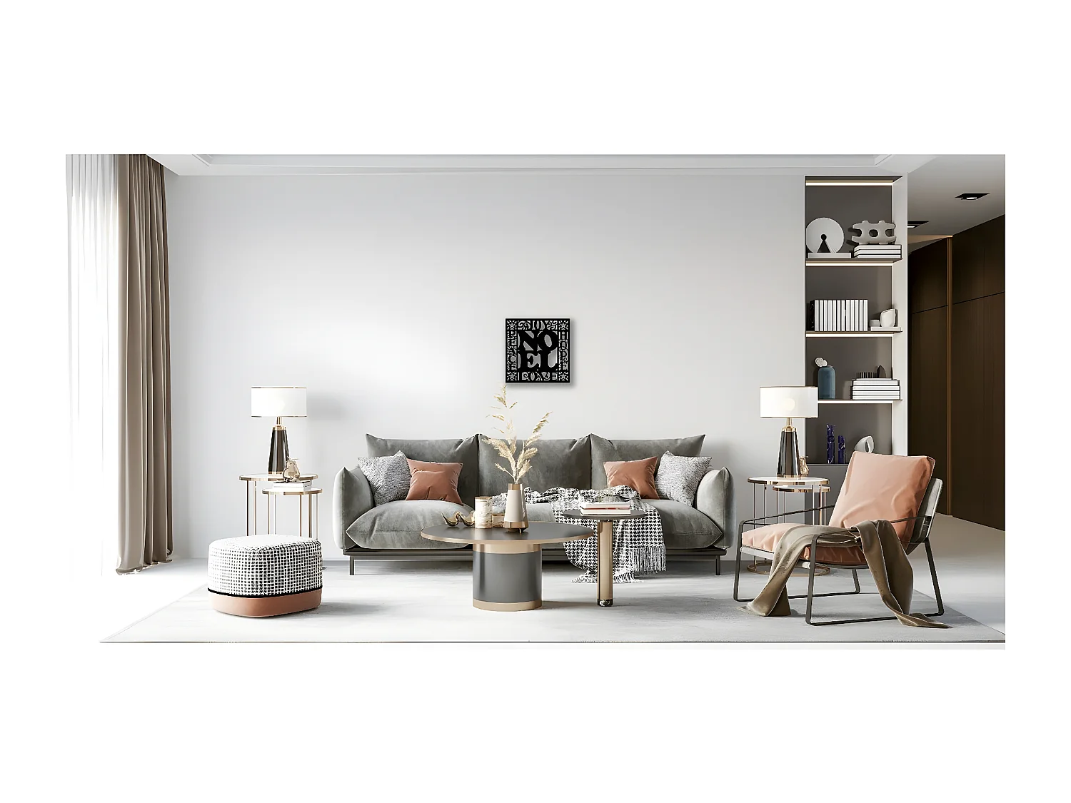 Metalen Decoratie Noel 3 - Zwart - 61x1,5x60 cm - EPIKASA