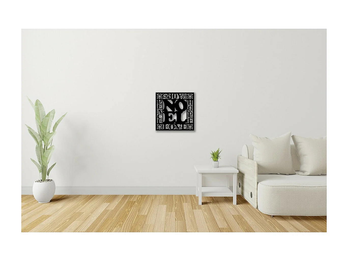 Metalen Decoratie Noel 3 - Zwart - 61x1,5x60 cm - EPIKASA