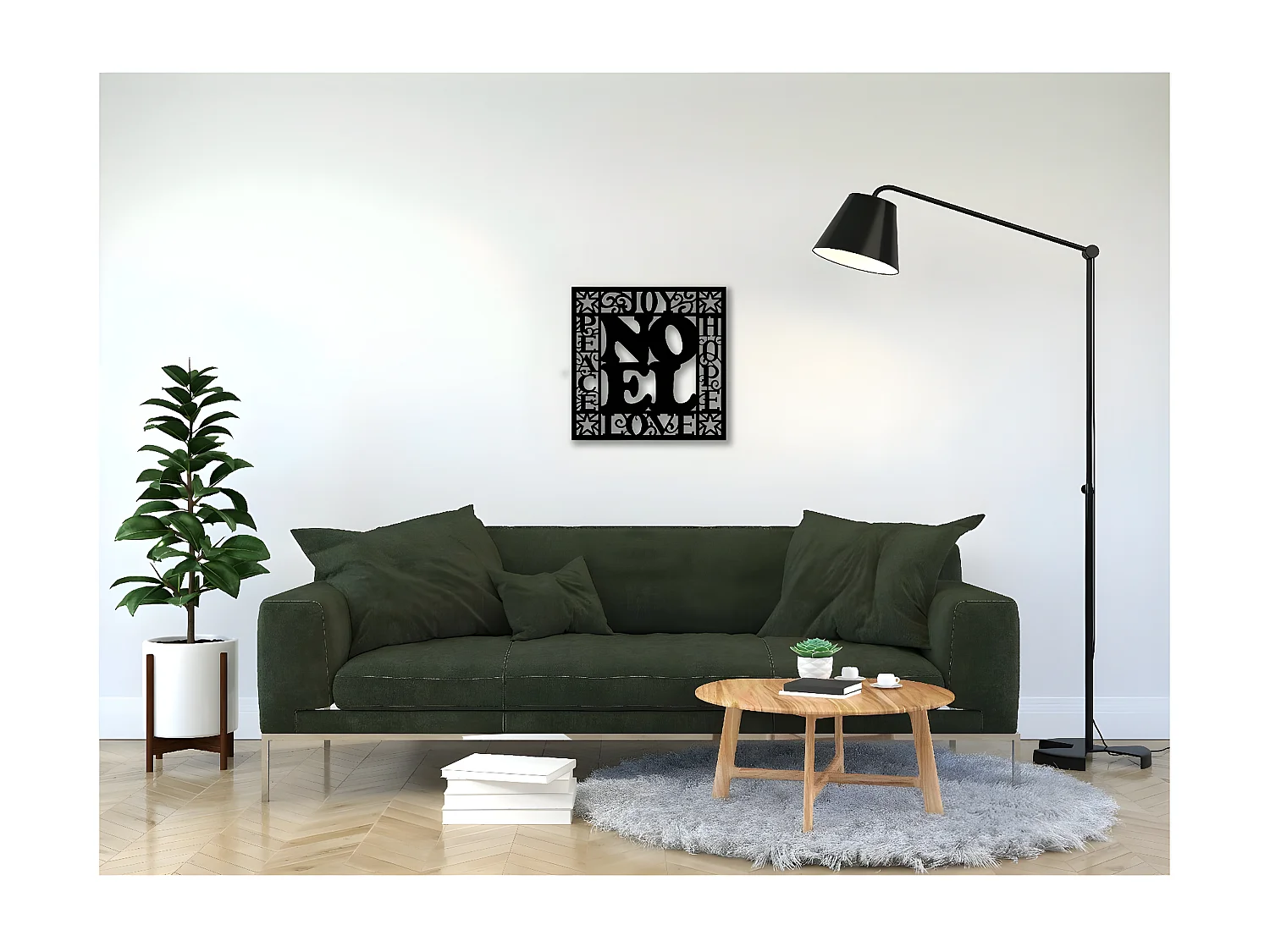 Metalen Decoratie Noel 3 - Zwart - 61x1,5x60 cm - EPIKASA