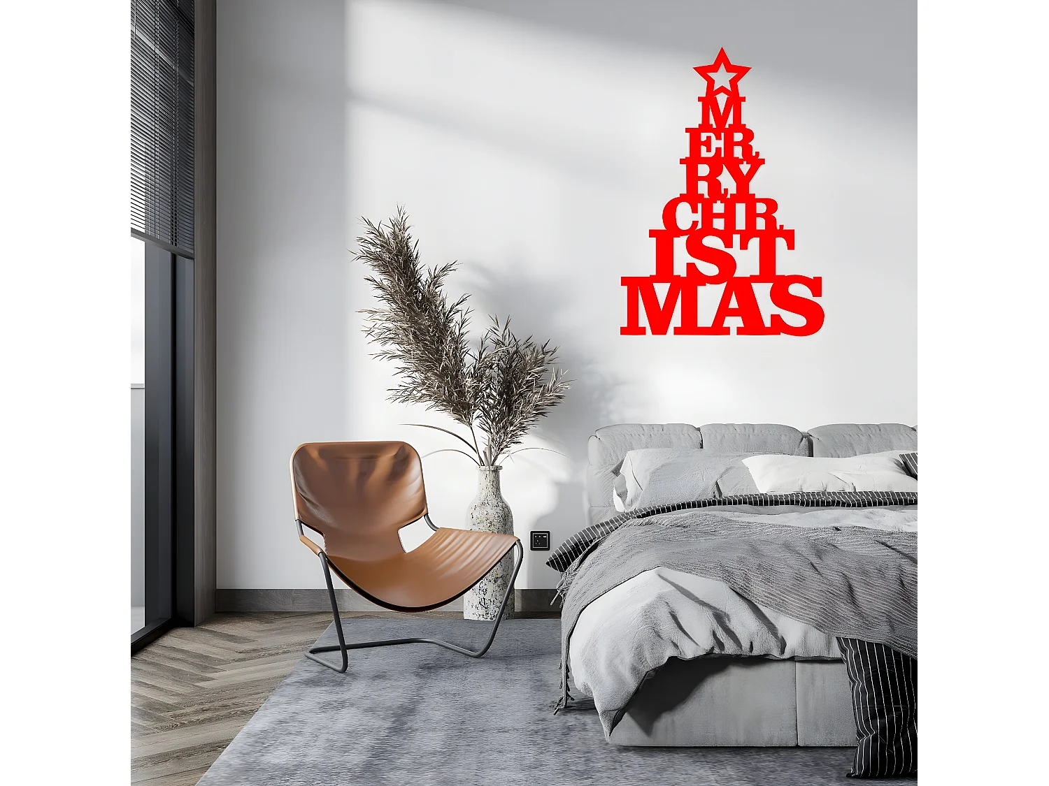 Décoration en Métal Joyeux Noël 4, Rouge, 71x1,5x101 cm, EPIKASA