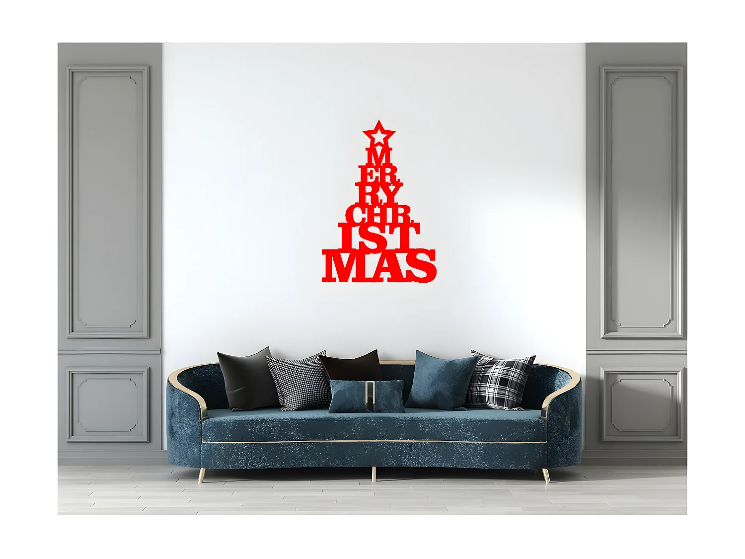 Décoration en Métal Joyeux Noël 4, Rouge, 71x1,5x101 cm, EPIKASA