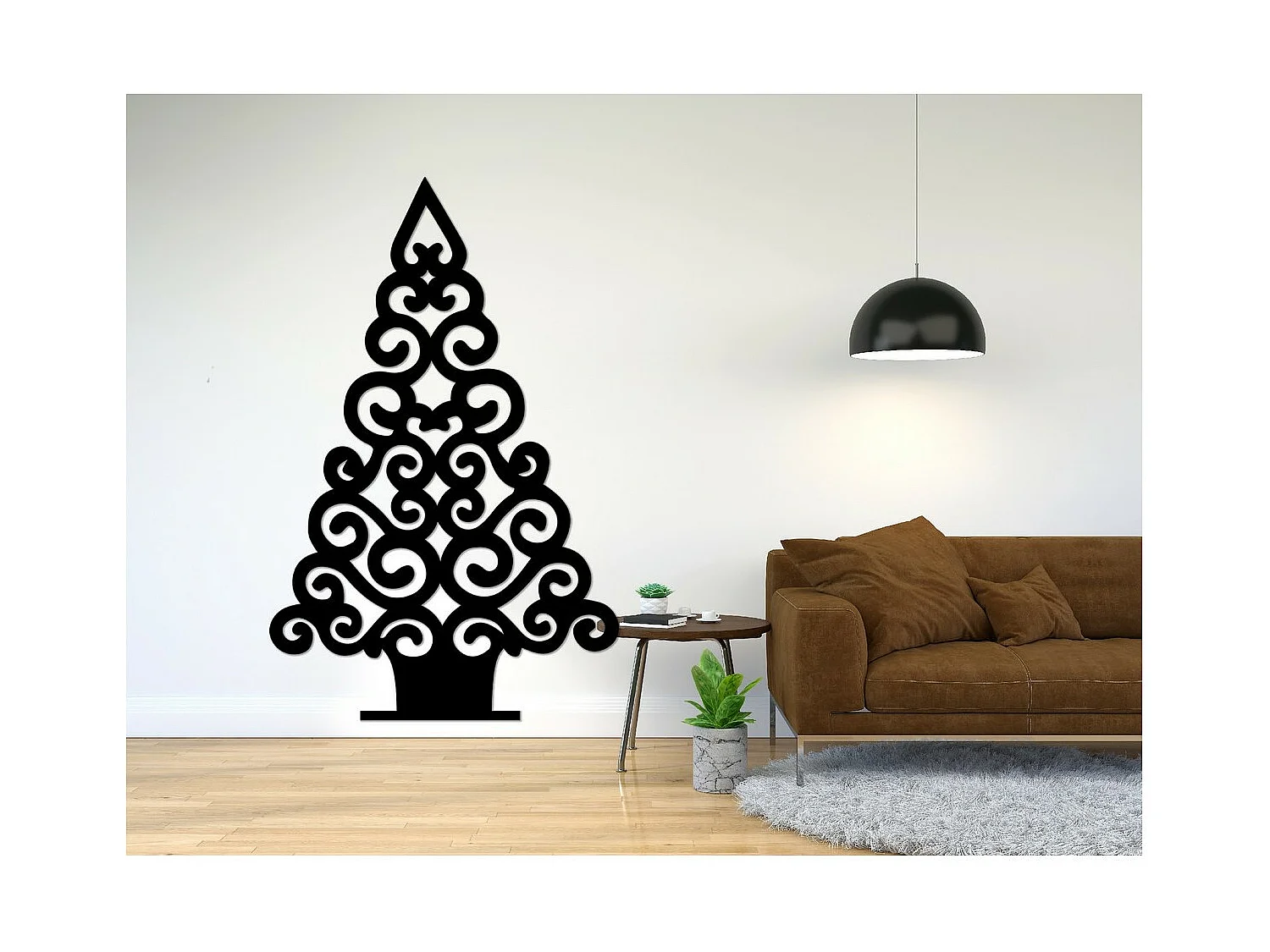 Decoração em Metal Árvore de Natal 6, Preto, 65x1,5x101 cm, EPIKASA
