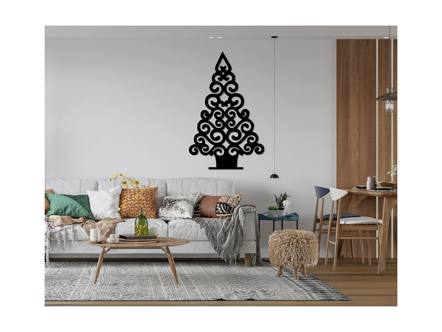 Decoração em Metal Árvore de Natal 6, Preto, 65x1,5x101 cm, EPIKASA