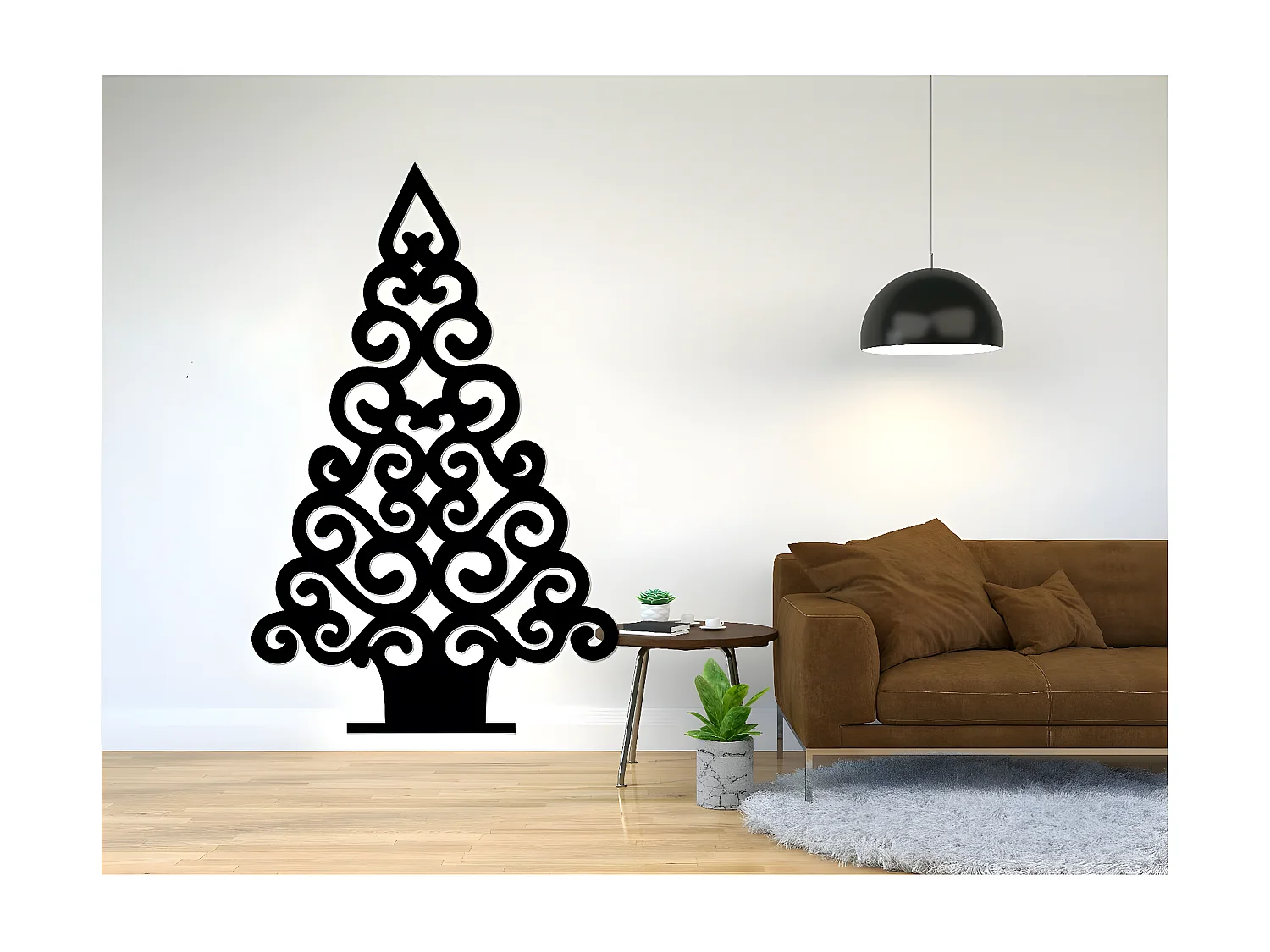 Decoração em Metal Árvore de Natal 6, Preto, 65x1,5x101 cm, EPIKASA