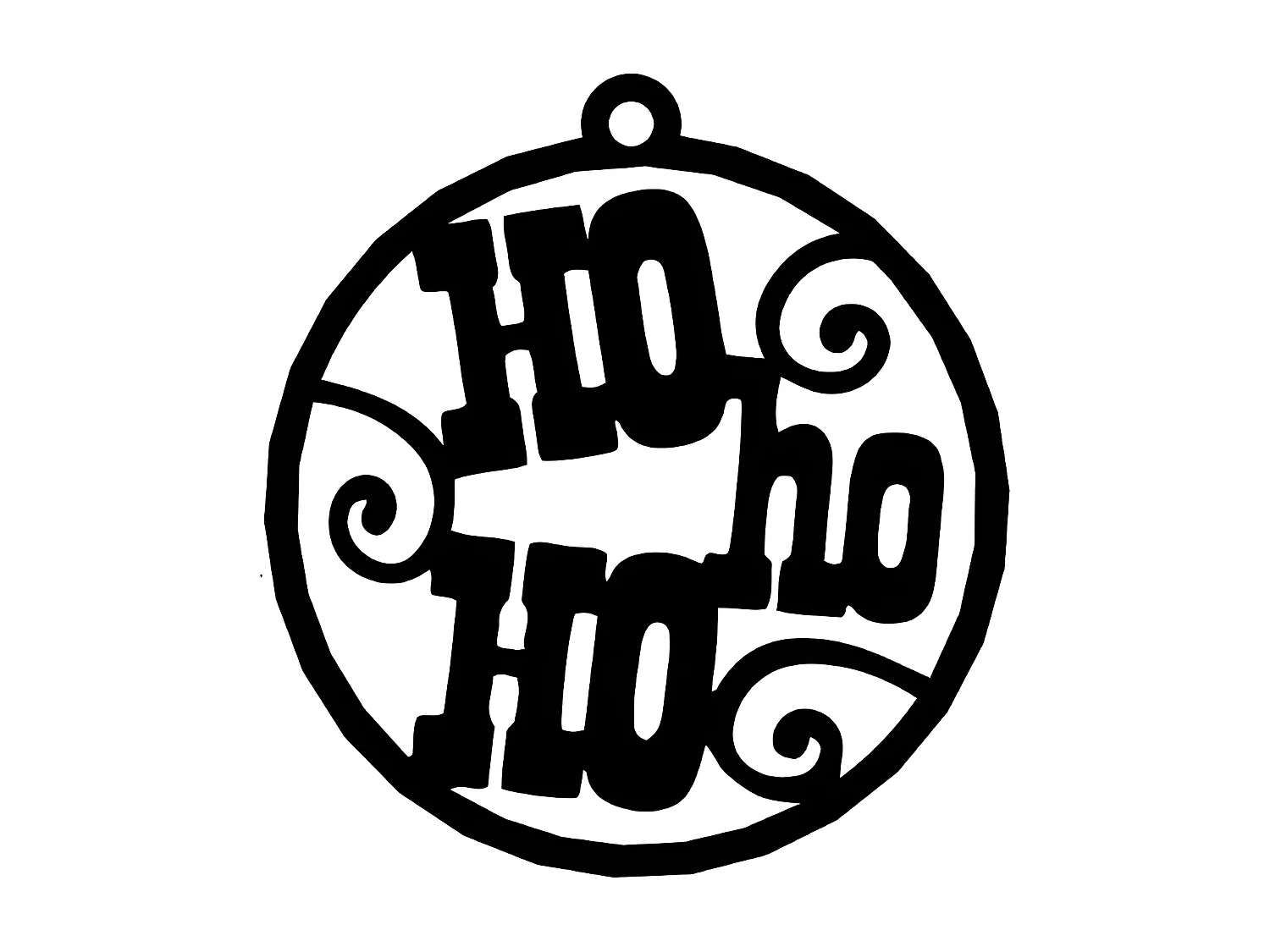 Decoração em Metal Ho Ho Ho, Preto, 46x1,5x50 cm, EPIKASA