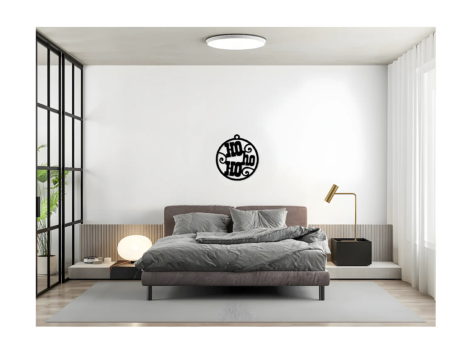 Decoração em Metal Ho Ho Ho, Preto, 46x1,5x50 cm, EPIKASA