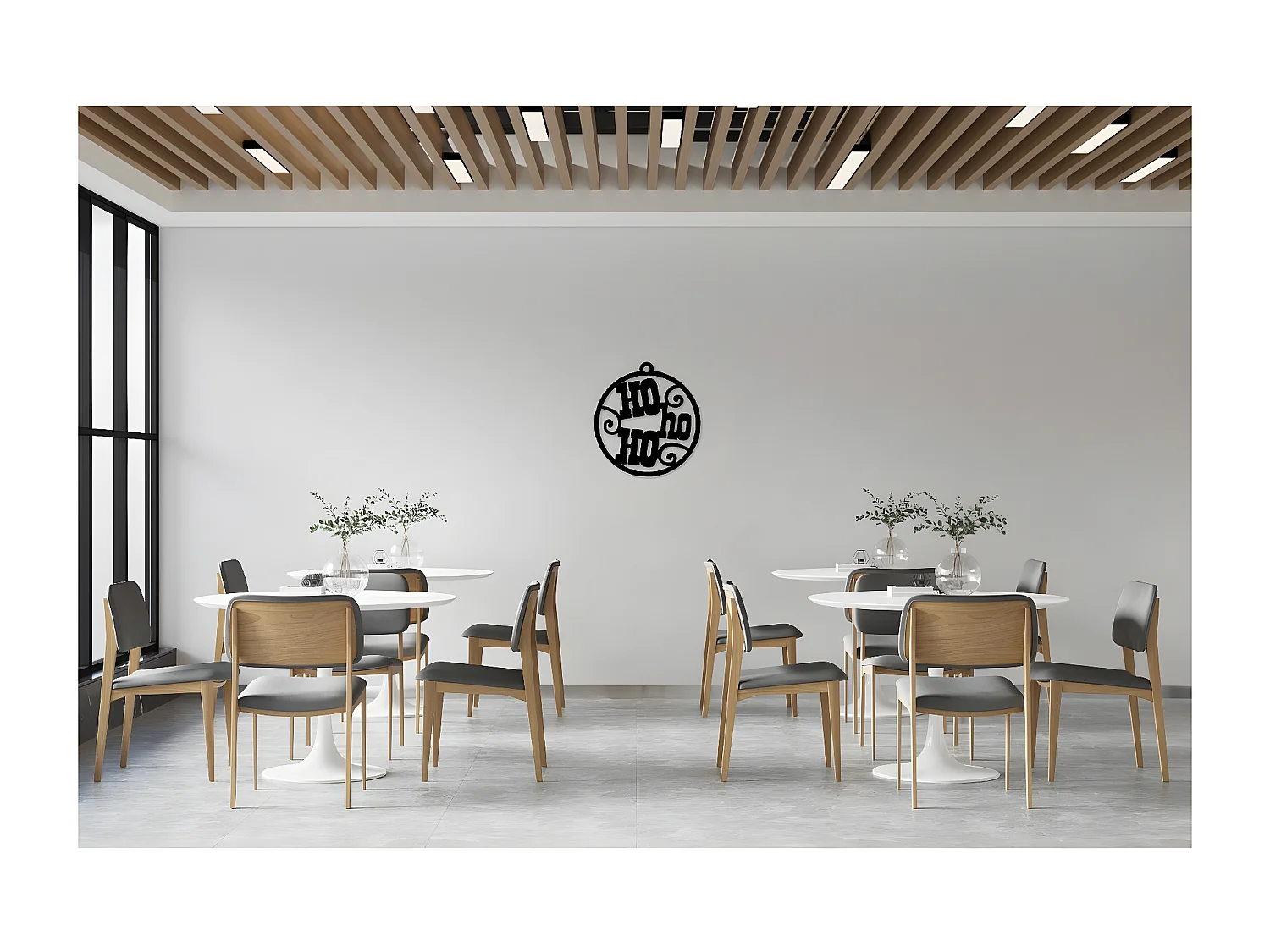 Decoração em Metal Ho Ho Ho, Preto, 46x1,5x50 cm, EPIKASA