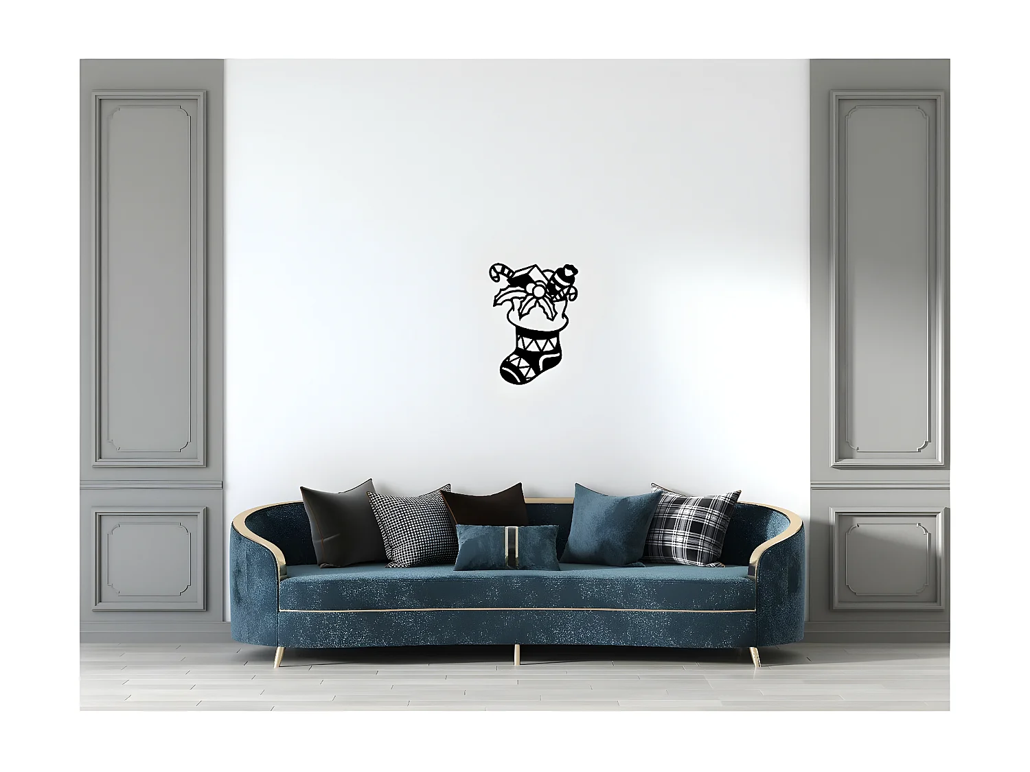 Décoration en Métal Bas de Noël, Noir, 29x1,5x40 cm, EPIKASA