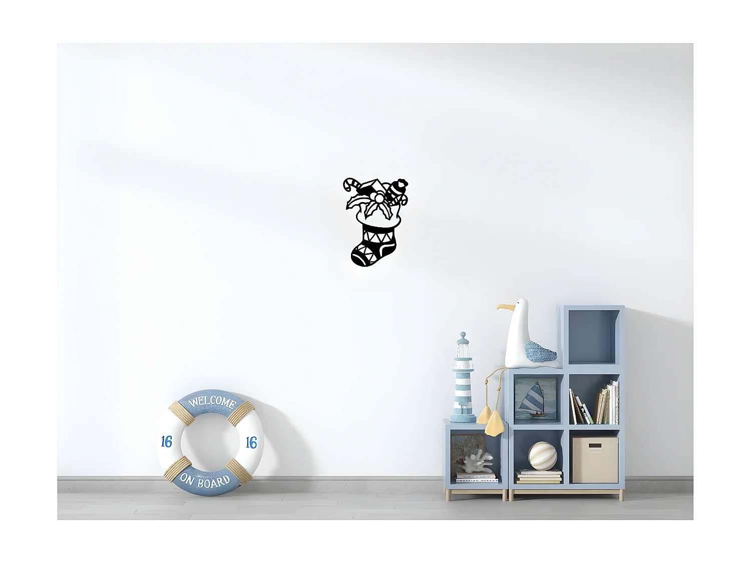 Décoration en Métal Bas de Noël, Noir, 29x1,5x40 cm, EPIKASA